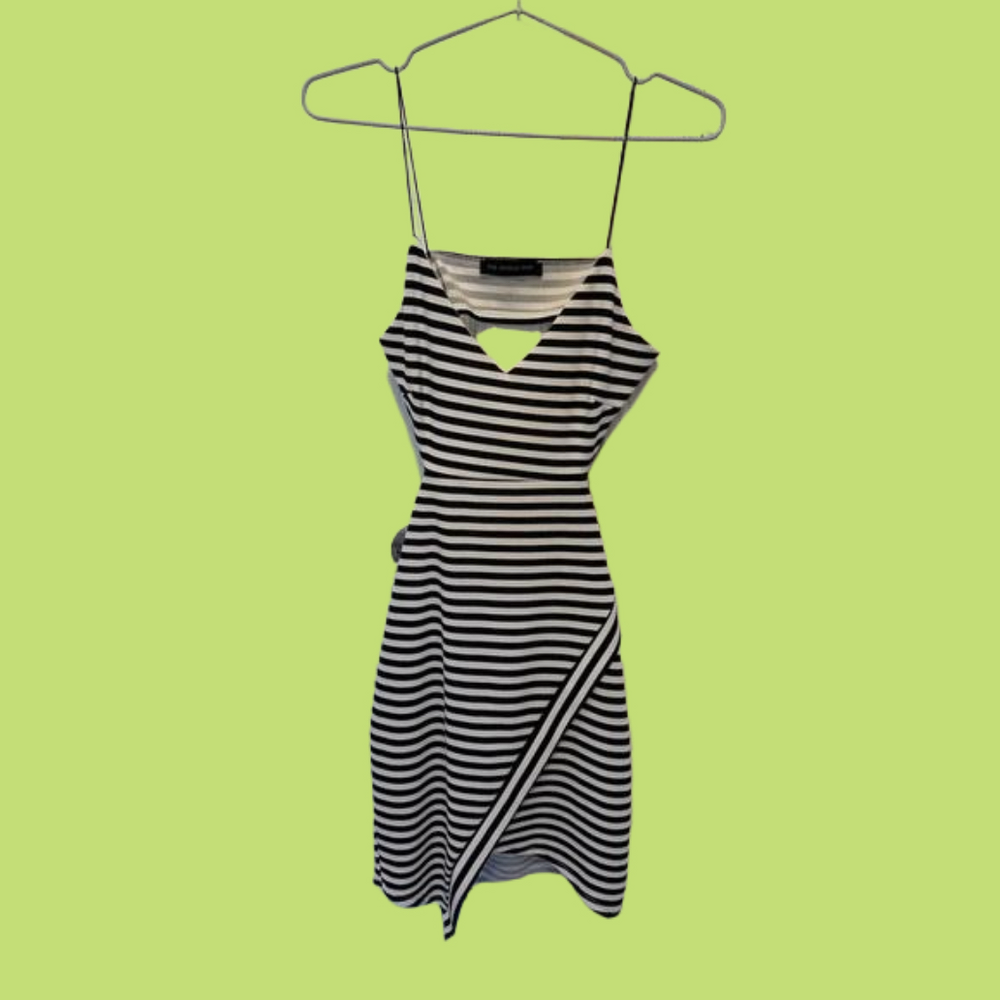 The Vintage Shop striped fitted stretchy cutout dress. Size large.